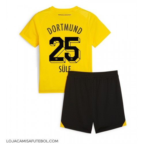 Camisa de Futebol Borussia Dortmund Niklas Sule #25 Equipamento Principal Infantil 2023-24 Manga Curta (+ Calças curtas)